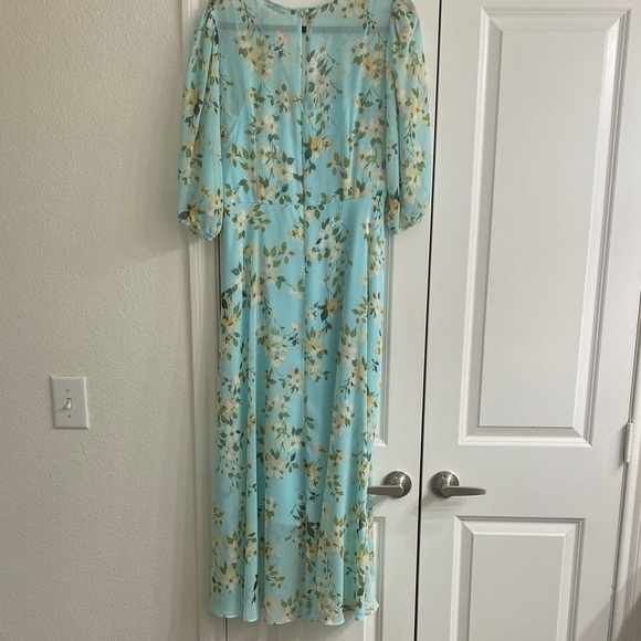 Calvin Klein Aqua Floral High Low Dress - Picture 4 of 5